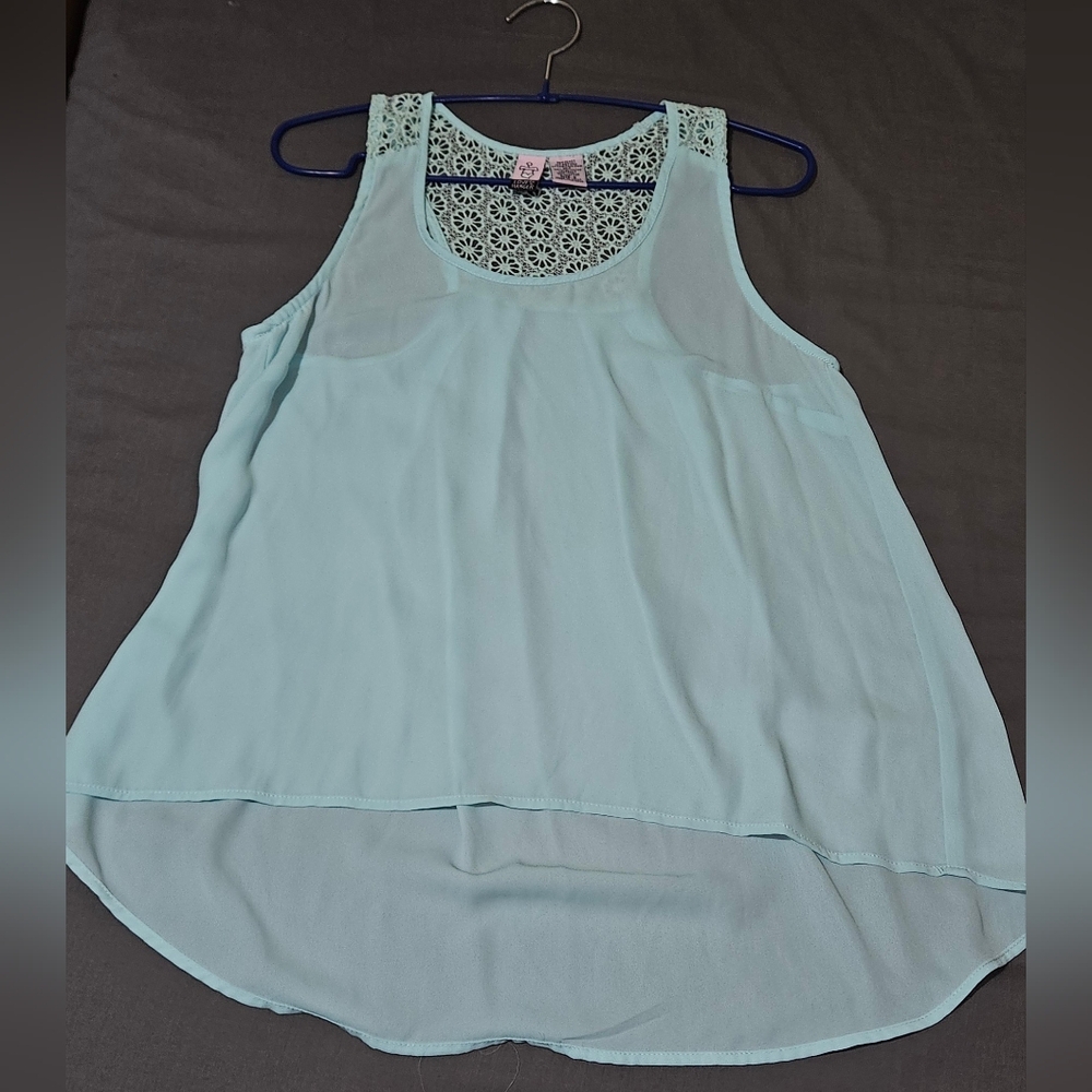 Love on a Hanger Light Blue Lace Blouse